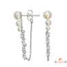 Boucles d’oreilles pendantes en argent 925/°° avec perles et zircon Carla Nogueres, Garantie 2 ans