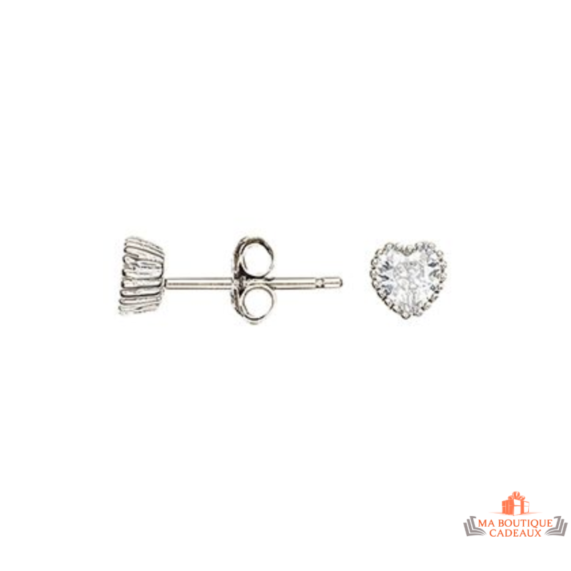 Boucles d’oreilles pendantes cœur en argent 925/°° avec zircon Carla Nogueres, Garantie 2 ans