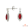 Boucles d’oreilles pendantes solitaire en argent 925/°° avec zircon rouge Carla Nogueres, Garantie 2 ans