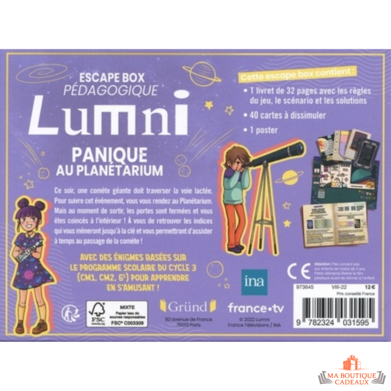 Boîte du jeu "Escape Box Lumni - Panique au Planétarium"