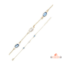 Bracelet en plaqué or Carla Nogueres avec pierres blanches et bleues en oxyde de zirconium | Garantie 2 ans