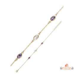 Bracelet en plaqué or Carla Nogueres avec pierres blanche et violettes en oxyde de zirconium | Garantie 2 ans