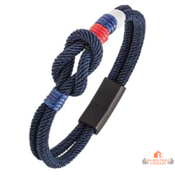 Bracelet en cordon bleu marine Carla Nogueres | Garantie 2 ans