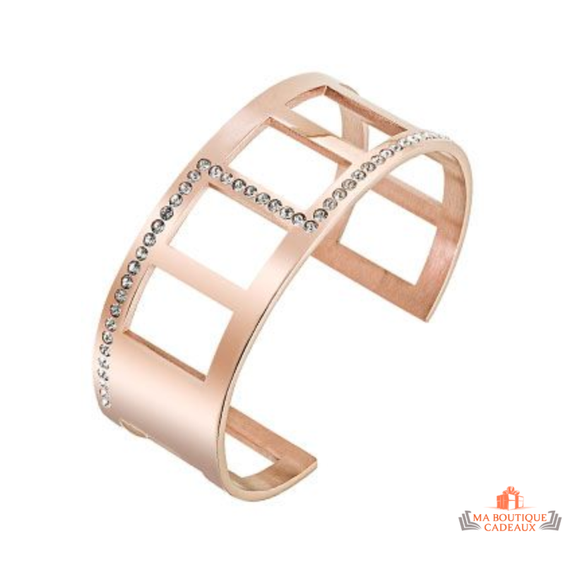 Bracelet Femme en Acier Doré Rosé avec Strass – Carla Nogueres | Garantie 2 ans