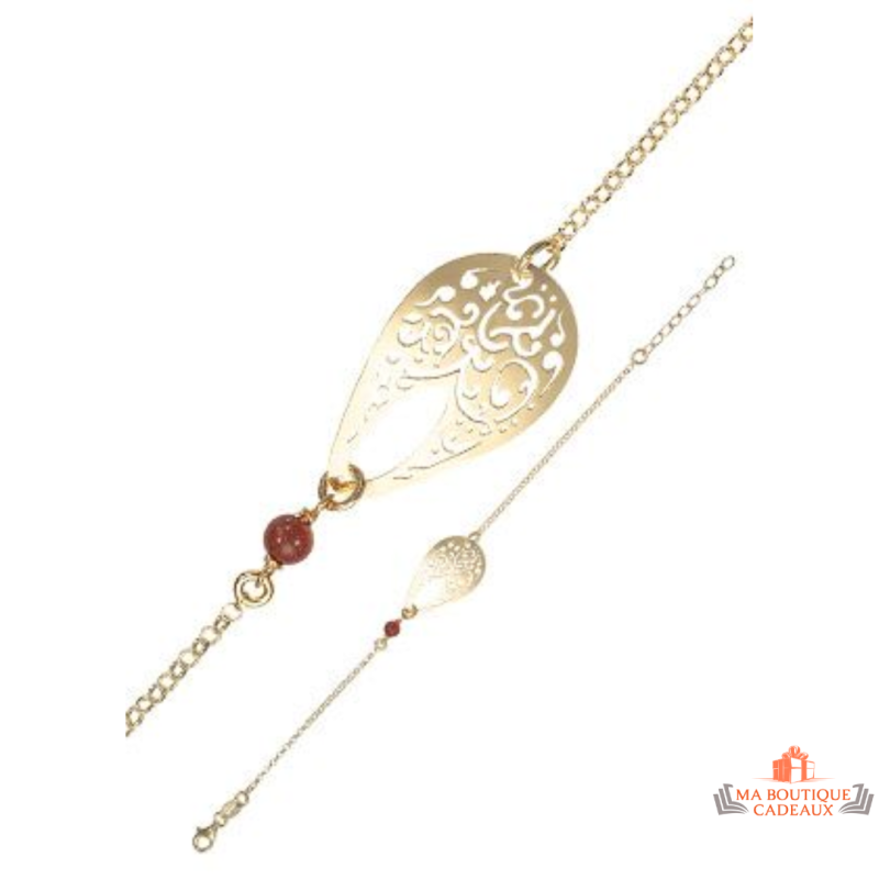 Bracelet Argent Doré Or Fin Goutte & Perle Marron – Carla Nogueres | Garantie 2 ans