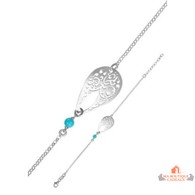 Bracelet Argent Goutte & Perle Bleu Turquoise – Carla Nogueres | Garantie 2 ans