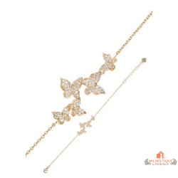 Bracelet Plaqué Or Motif Papillons et Oxyde de Zirconium – Carla Nogueres | Garantie 2 ans