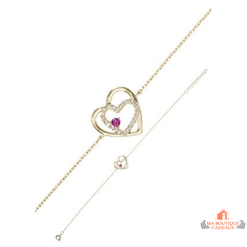 Bracelet Plaqué Or Cœur Triple Zircon – Carla Nogueres | Garantie 2 ans