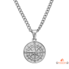 Collier homme en acier gris motif boussole – Bivouac – Bijou masculin robuste