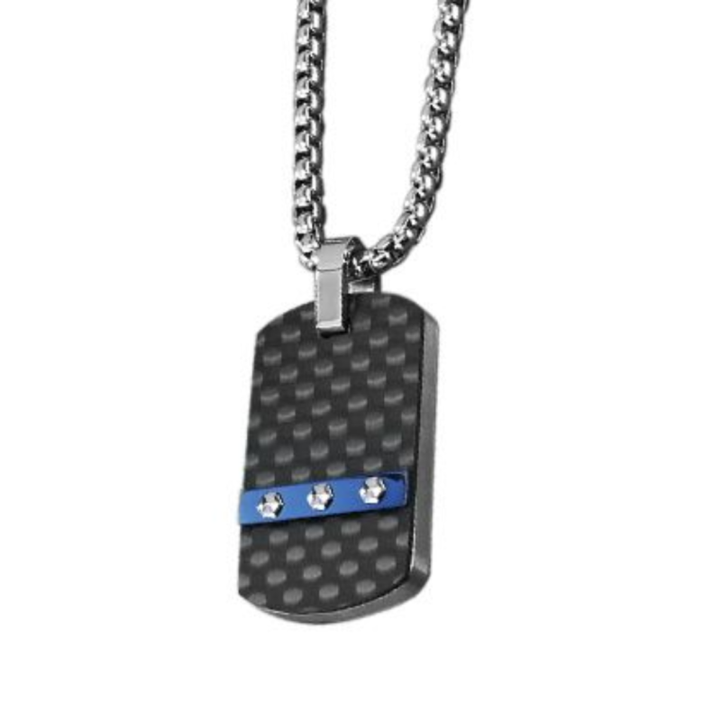Collier homme en acier noir avec médaillon militaire – Bivouac – Bijou robuste et viril
