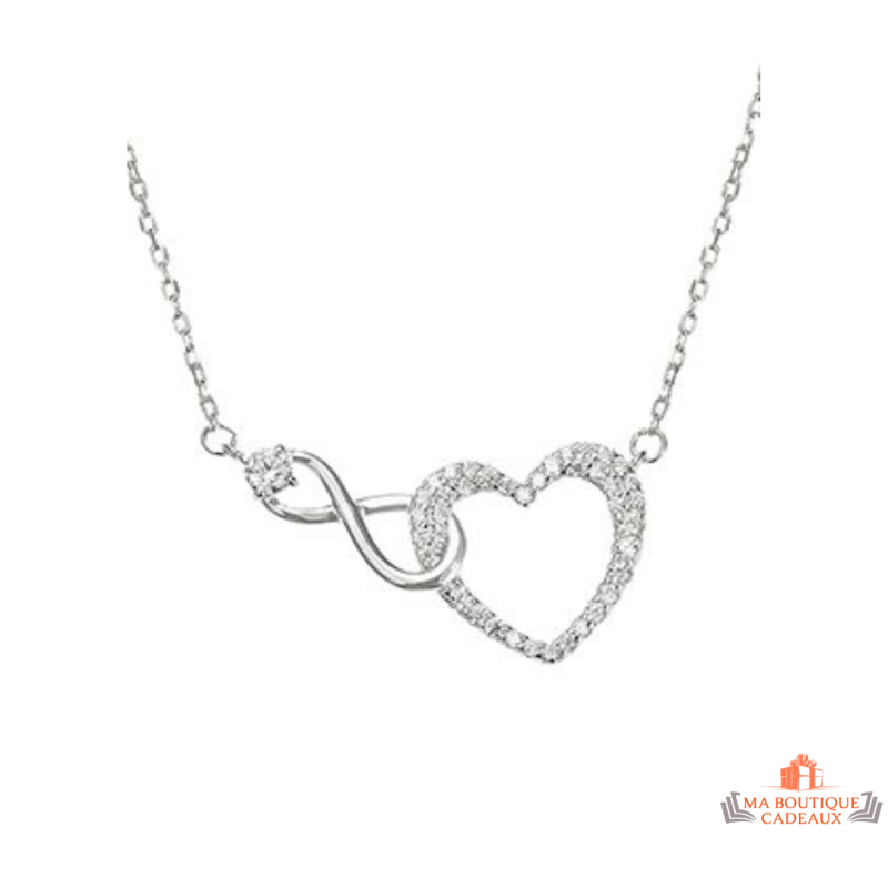 Bijou en argent motif cœur et infini entrelacés avec zirconium – Carla Nogueres – Femme