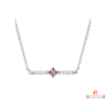 Collier en argent avec barre sertie et pierre centrale rose – Carla Nogueres – Bijou femme