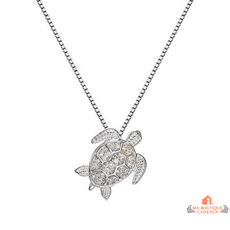 Bijou en argent motif tortue sertie de zirconium – Carla Nogueres – Femme – Bijou symbolique