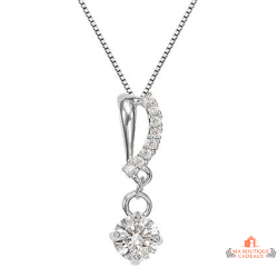 Collier en argent pendentif solitaire blanc – Carla Nogueres – Bijou femme garanti 2 ans