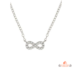 Collier en argent motif infini serti de pierres blanches – Carla Nogueres – Femme – 45 cm
