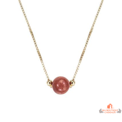 Collier en argent doré or fin avec perle marron – Carla Nogueres – Femme – 42+3 cm