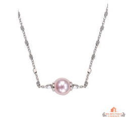 Collier en argent avec perle véritable rose – Carla Nogueres – Femme – 42+3 cm