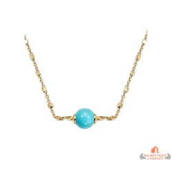 Collier en argent doré avec perle véritable bleu turquoise – Carla Nogueres – Femme – 42+3 cm