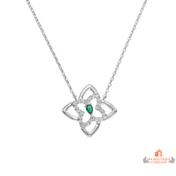 Collier femme en argent avec pendentif deux fleurs – Carla Nogueres – 45 cm