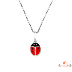 Collier enfant en argent avec pendentif coccinelle – Bijou fille porte-bonheur