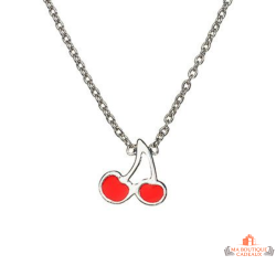 Collier en argent avec pendentif cerise – Bijou enfant – Style ludique et joyeux