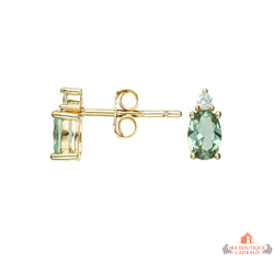 Boucles d’oreilles en plaqué or pour femme avec grosse pierre verte en oxyde de zirconium – Carla Nogueres