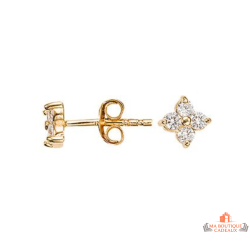 Boucles d’oreilles fleur en plaqué or ornées d’oxydes de zirconium – Carla Nogueres