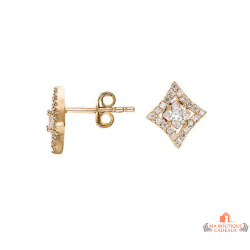 Boucles d’oreilles losange en plaqué or serties d’oxydes de zirconium – Carla Nogueres
