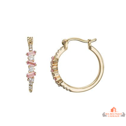 Boucles d’oreilles plaqué or avec pierres zirconium blanches et roses – Carla Nogueres