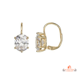 Boucles d’oreilles en plaqué or avec motif solitaire et oxyde de zirconium – Carla Nogueres