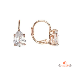 Boucles d’oreilles en plaqué or rose avec solitaire en oxyde de zirconium – Carla Nogueres