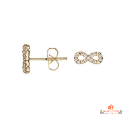 Boucles d’oreilles en plaqué or motif infini serties d’oxydes de zirconium – Carla Nogueres