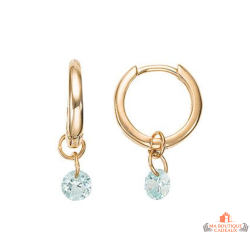 Boucles d’oreilles en plaqué or avec anneau et pierre zirconium aqua – Carla Nogueres