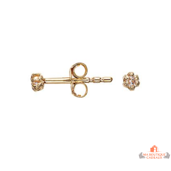 Boucles d’oreilles solitaire en plaqué or avec pierre blanche en oxyde de zirconium – Carla Nogueres