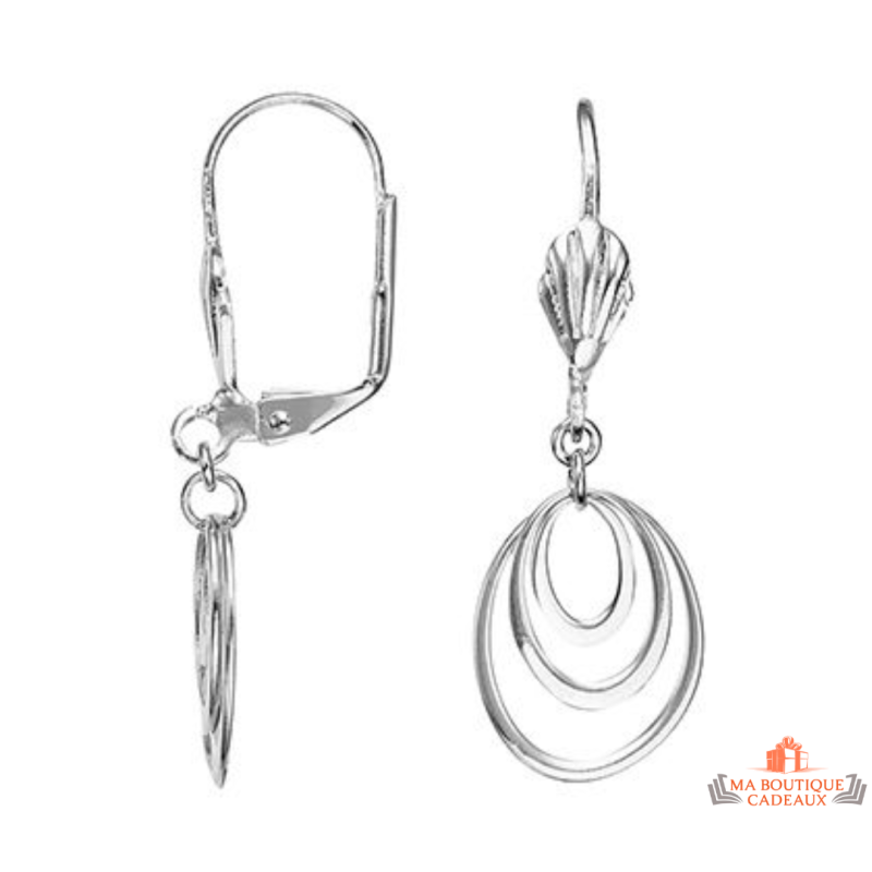 Boucles d’oreilles en argent motif trois anneaux – Fermoir brisure – Carla Nogueres