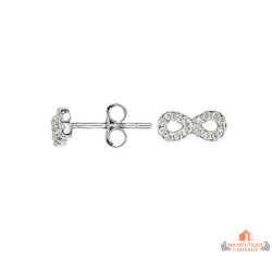 Boucles d’oreilles en argent motif infini serti de zirconiums – Carla Nogueres