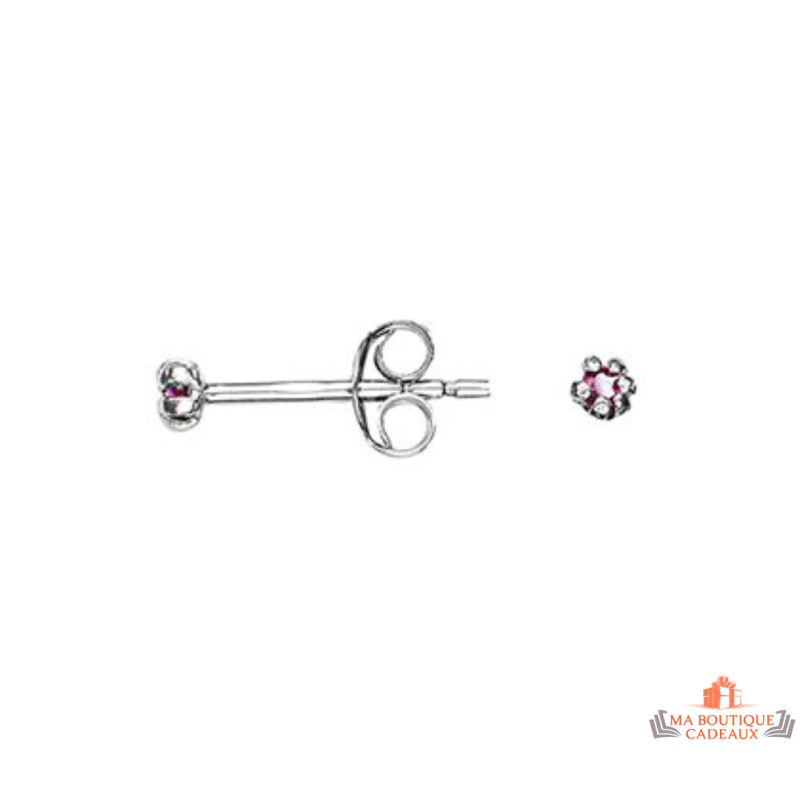 Boucles d’oreilles en argent avec solitaire en zirconium rouge – Carla Nogueres