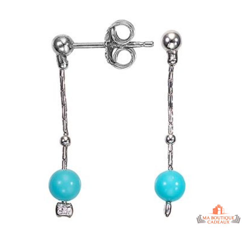 Boucles d’oreilles en argent avec pierre véritable bleu turquoise – Carla Nogueres