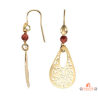 Boucles d’oreilles en argent doré motif goutte avec pierre véritable marron – Carla Nogueres