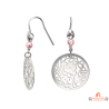 Boucles d’oreilles en argent motif fleur avec pierre véritable rose – Fermoir ASSI – Carla Nogueres