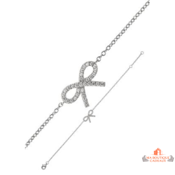 Bracelet argent nœud papillon Carla Nogueres – oxyde de zirconium – 16+2 cm – Garantie 2 ans
