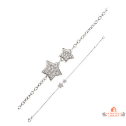 Bracelet argent 2 étoiles – Carla Nogueres – 16+2 cm