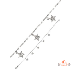 Bracelet argent 5 étoiles Carla Nogueres – zirconium – 16+2 cm – Garantie 2 ans
