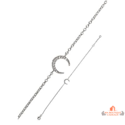 Bracelet argent lune zirconium Carla Nogueres – 16+2 cm – Garantie 2 ans