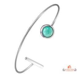 Bracelet jonc argent pierre amazonite verte – Carla Nogueres – Garantie 2 ans
