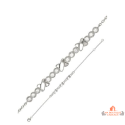 Bracelet argent trois croix Carla Nogueres – zirconium – Garantie 2 ans – 16+2 cm