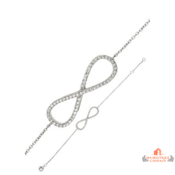 Bracelet argent motif infini zirconium Carla Nogueres – Garantie 2 ans – 16+2 cm