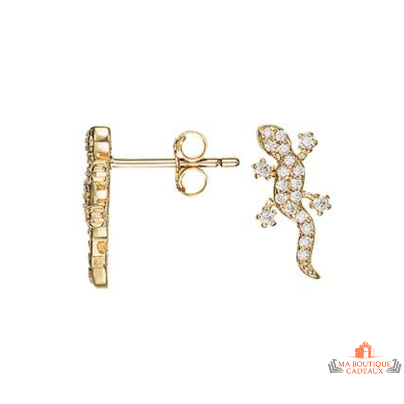 Boucles d’oreilles salamandre plaqué or Carla Nogueres