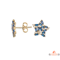 Boucles d’oreilles étoile bleu saphir plaqué or Carla Nogueres