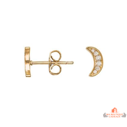 Boucles d’oreilles plaqué or motif lune sertie de zirconiums – Carla Nogueres